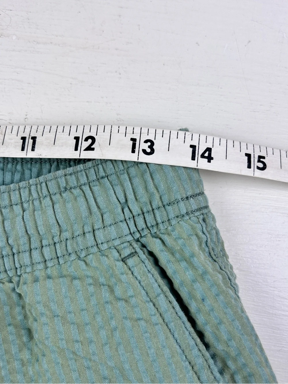 J Crew Flex Swimwear Shorts Mens Small Green Blend seersucker Lined